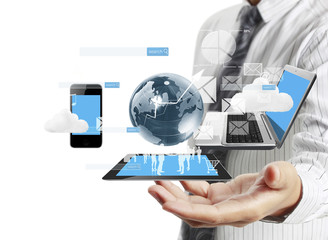 Technology in hands of businessmen