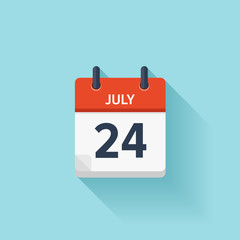 July  24. Vector flat daily calendar icon. Date and time, day, month. Holiday.