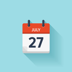 July 27 . Vector flat daily calendar icon. Date and time, day, month. Holiday.