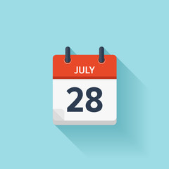 July  28. Vector flat daily calendar icon. Date and time, day, month. Holiday.