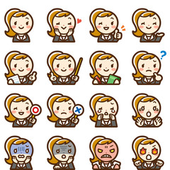 ビジネスウーマン　表情　セット