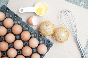 Baking ingredients with eggs
