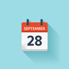 September 28 . Vector flat daily calendar icon. Date and time, day, month. Holiday.