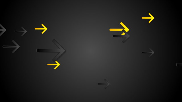 Yellow and black arrows tech motion background. Seamless looping. Video animation HD 1920x1080