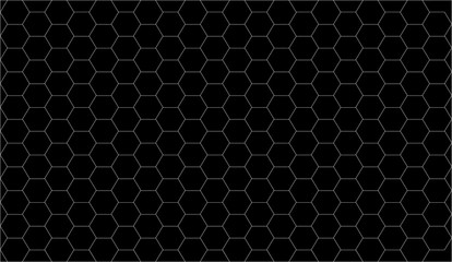 Black abstract geometric hexagon pattern background with white o