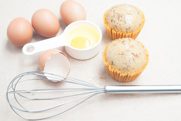 Baking ingredients with eggs