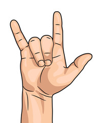 Rock n roll hand sign isolated on white background vector