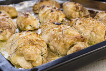 Baked chicken fillet stuffed with vegetables