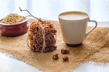 Homemade oat cookies with coffee