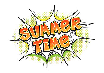 Summer Time speech bubble in pop art retro comic style isolated on white background