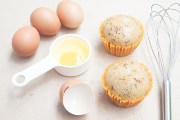Baking ingredients with eggs