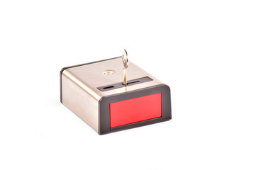 Panic button on white background