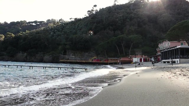 Paraggi bay out of season in back light