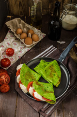 Homemade spinach crepes