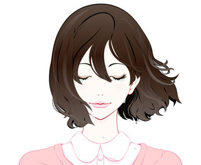 女性の表情 / 感動の涙 / 春服 / なびく髪