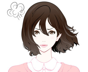 女性の表情 / 怒る / 春服 / なびく髪