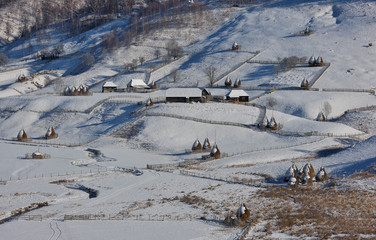Beautiful winter landscape in the mountains, Ponor, Hunedoara, Romania