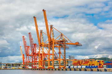 Obraz premium Sea cargo port and container terminal of Gdynia, Baltic, Poland