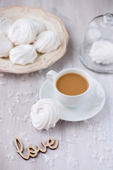 White apple marshmallows,  zephyr for valentine day