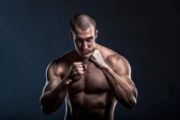 tough muscular powerful male fighter portrait