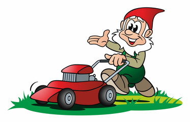 Gartenzwerg mit Spaten und Setzling