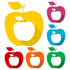 Apple - vector icons set with long shadow