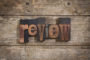review, written with letterpress type