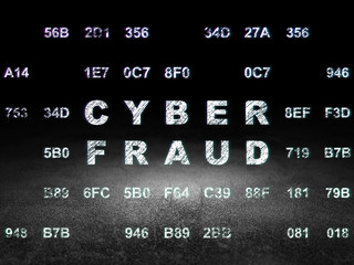 Protection concept: Cyber Fraud in grunge dark room