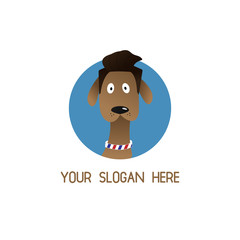 Dog head icon vector. Hipster dog. 