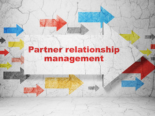 Finance concept: arrow with Partner Relationship Management on grunge wall background