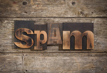 spam, written with letterpress type