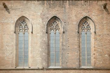 Fototapeta na wymiar Church window of the Catedral del Mar in Barcelona, Spain