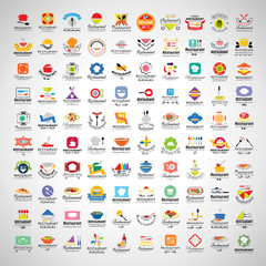 Restaurant Flat Icons Set-Isolated On Gray Background.Vector Illustration,Graphic Design.Colorful Icons.For Web,Websites,Print,Presentation Templates,Mobile Applications And Promotional Materials