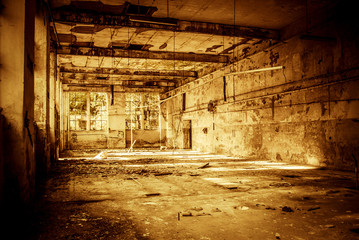 abandoned industrial building - monochrome style image