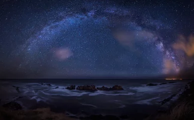 Crédence en verre imprimé Nuit Long time exposure night landscape with Milky Way Galaxy above the Black sea