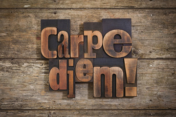 carpe diem written with letterpress type