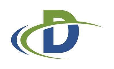 D swoosh blue green letter logo