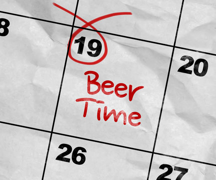 Concept image of a Calendar with the text: Beer Time!