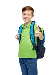 happy student boy with school bag