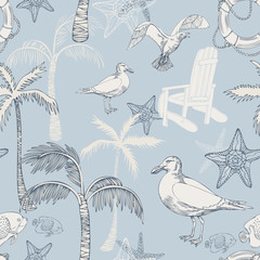 sea background, beach theme fashion seamless pattern - 106127894
