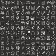 Set of computer, business and school icons. 
