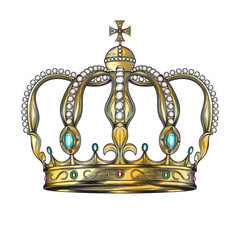 Crown in engraving style