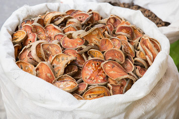 Lotus root dry herb in bag.