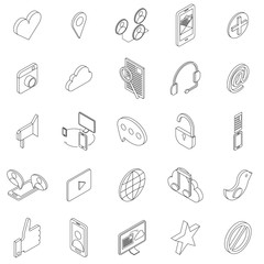 Internet icons set, isometric 3d style 