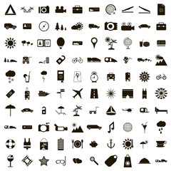 100 Travel Icons set, simple style