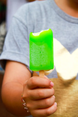 Ice cream sticks in hand