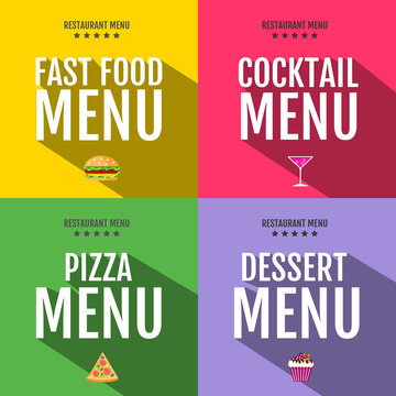 Flat fast food menu typography design.