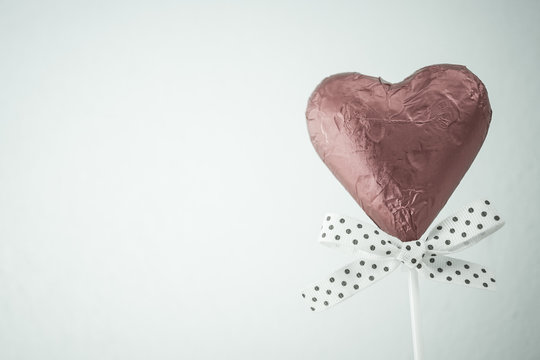 heart chocolate and ribbon in vintage style

