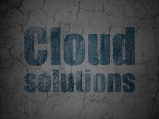 Cloud computing concept: Cloud Solutions on grunge wall background