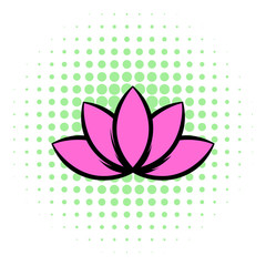 Lotus flower icon, comics style
